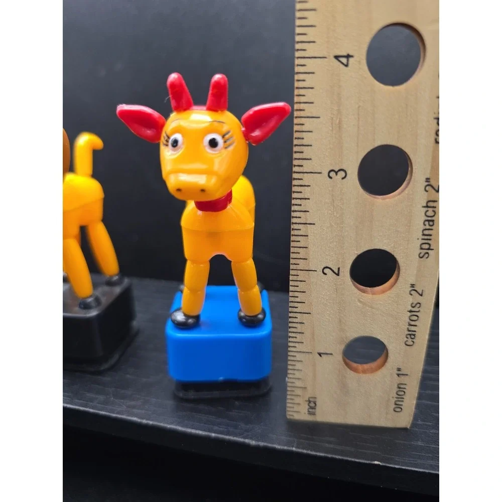 Yellow Cow And Dog With A Bone  Plastic Push Button Puppet Made in China